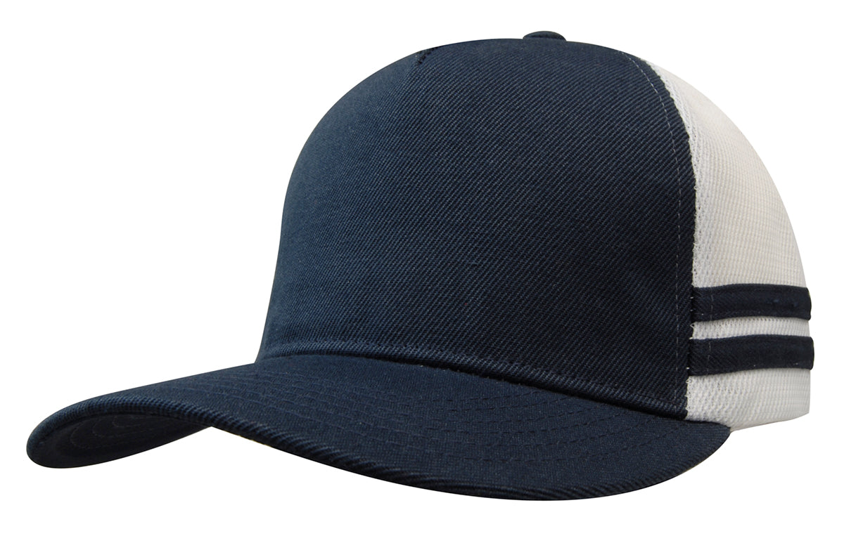 Custom Logo Headwear Canada American Premium Twill/Mesh Deep Fit Trucker with Stripes