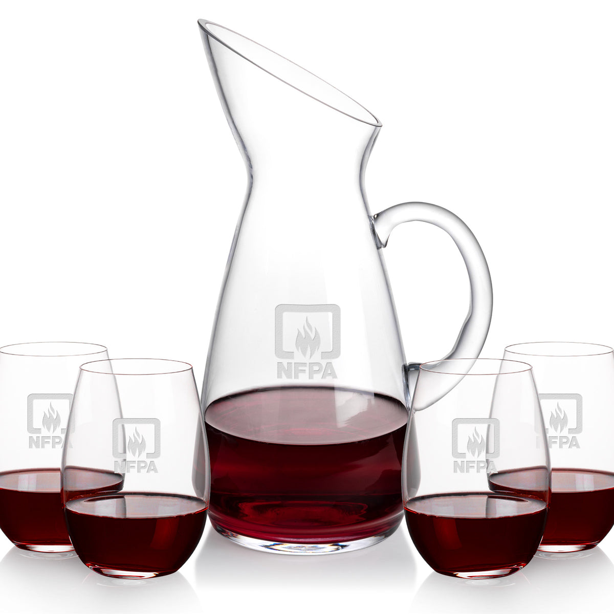 Custom Logo Taroni Carafe & Laurent Stemless Wine