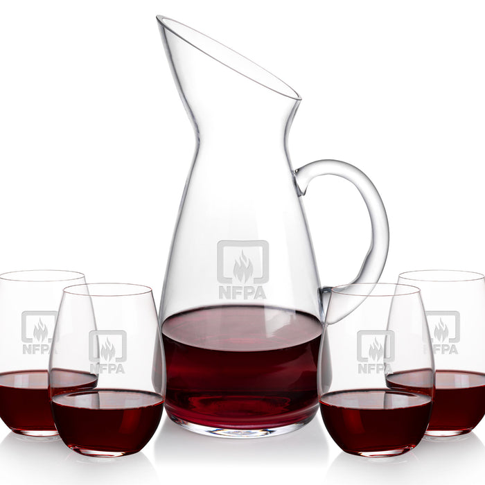 Custom Logo Taroni Carafe & Laurent Stemless Wine