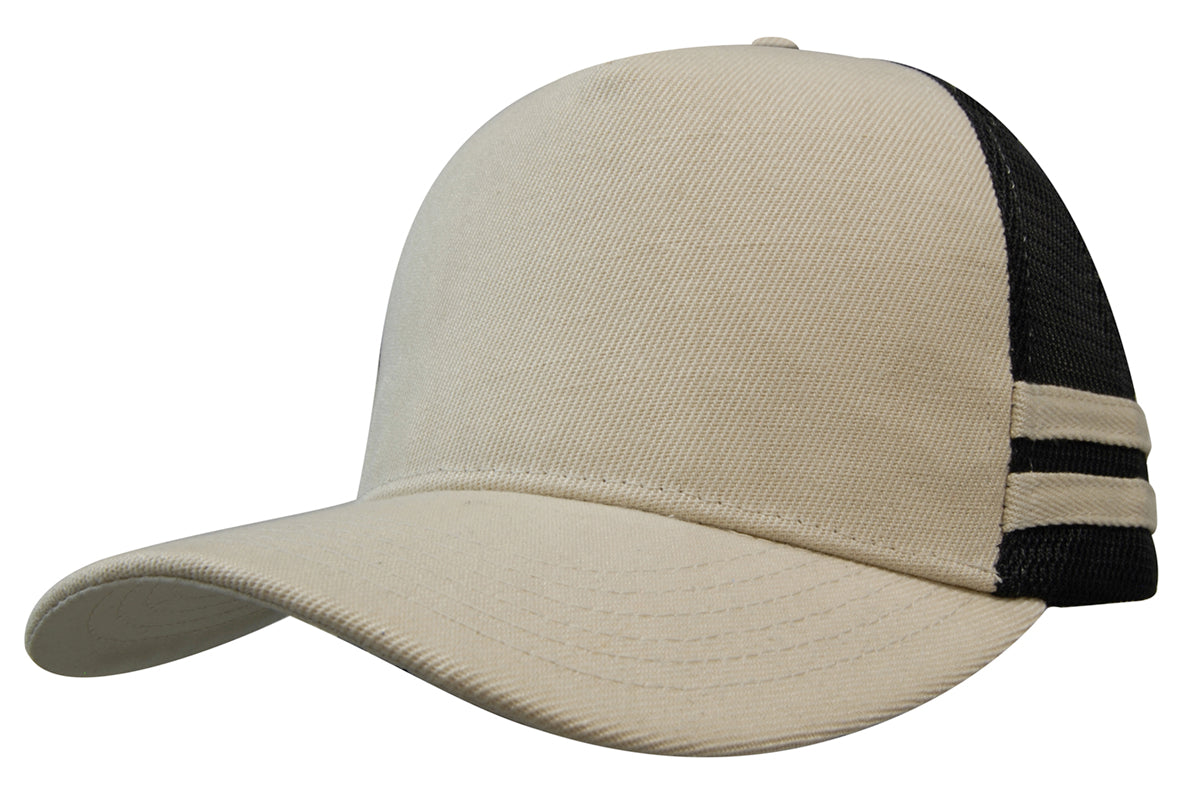 Custom Logo Headwear Canada American Premium Twill/Mesh Deep Fit Trucker with Stripes