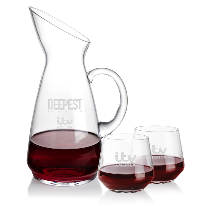 Custom Logo Taroni Carafe & Sturgis Stemless Wine