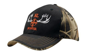 Custom Logo Headwear Canada Leaf Print Camouflage with Plain Colour Front & Top of Peak