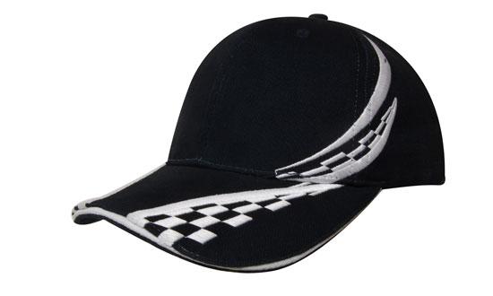 Custom Logo Headwear Canada Brushed Heavy Cotton with Swirling Checks & Sandwich