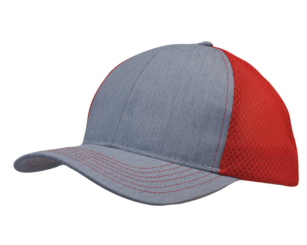 Custom Logo Headwear Canada Light Brushed Poly Cotton Marle with honeycomb mesh