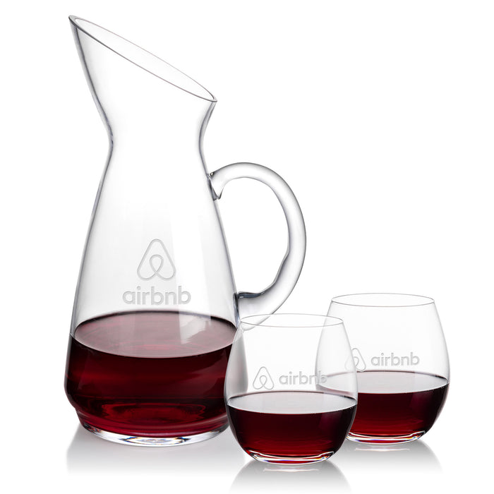 Custom Logo Taroni Carafe & Redmond Stemless Wine