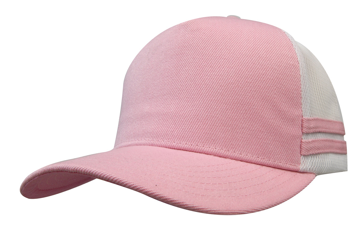 Custom Logo Headwear Canada American Premium Twill/Mesh Deep Fit Trucker with Stripes