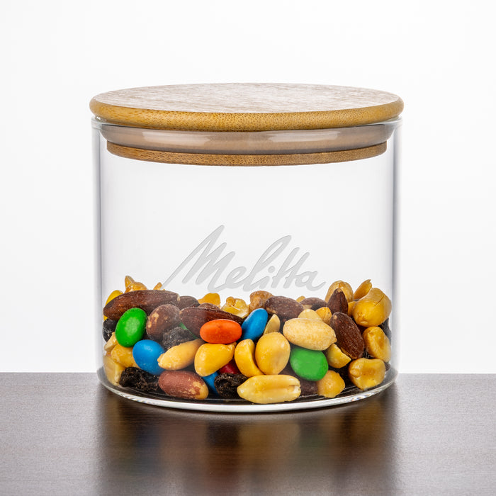 Custom Logo Aniston Jar w/Bamboo Lid - Deep Etch