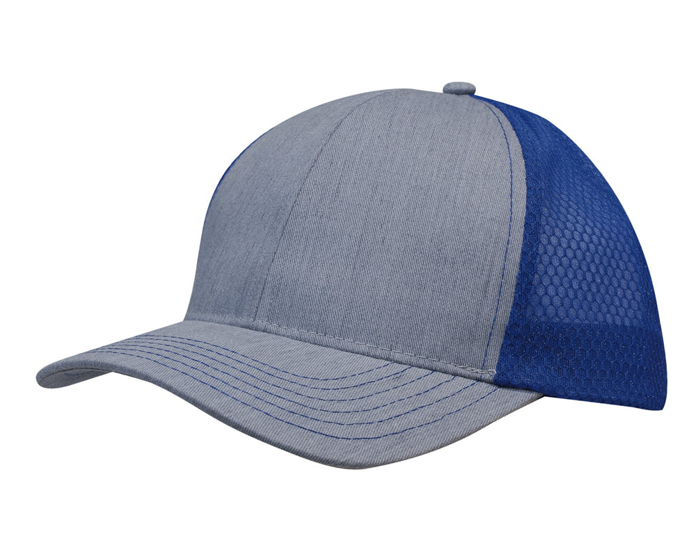 Custom Logo Headwear Canada Light Brushed Poly Cotton Marle with honeycomb mesh