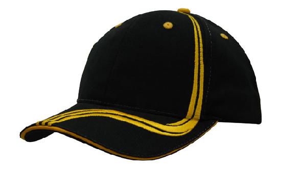 Custom Logo Headwear Canada Brushed Heavy Cotton with Waving Stripes on Crown & Peak