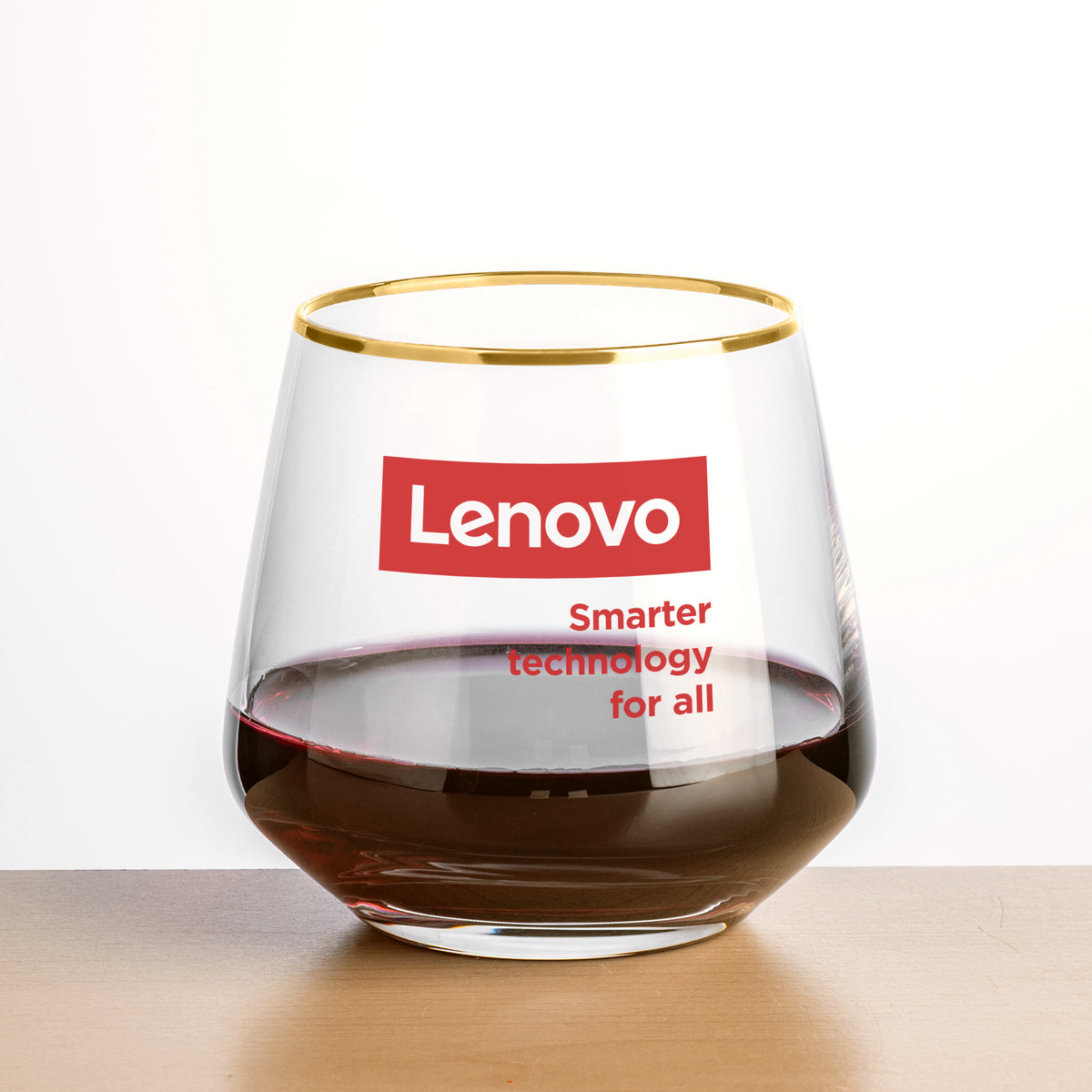 Custom Logo Tucson Gold Rim Stemless Wine - Imprinted