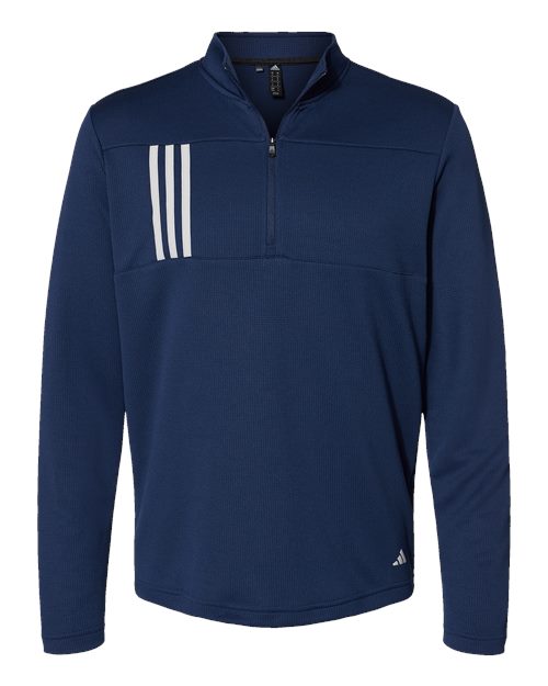 Men's 3-Stripes Double-Knit Quarter-Zip Pullover