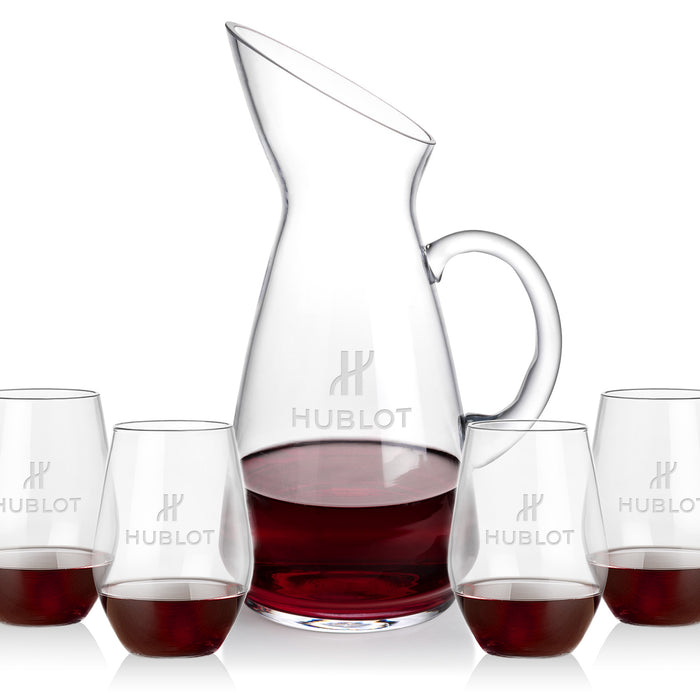 Custom Logo Taroni Carafe & Vale Stemless Wine