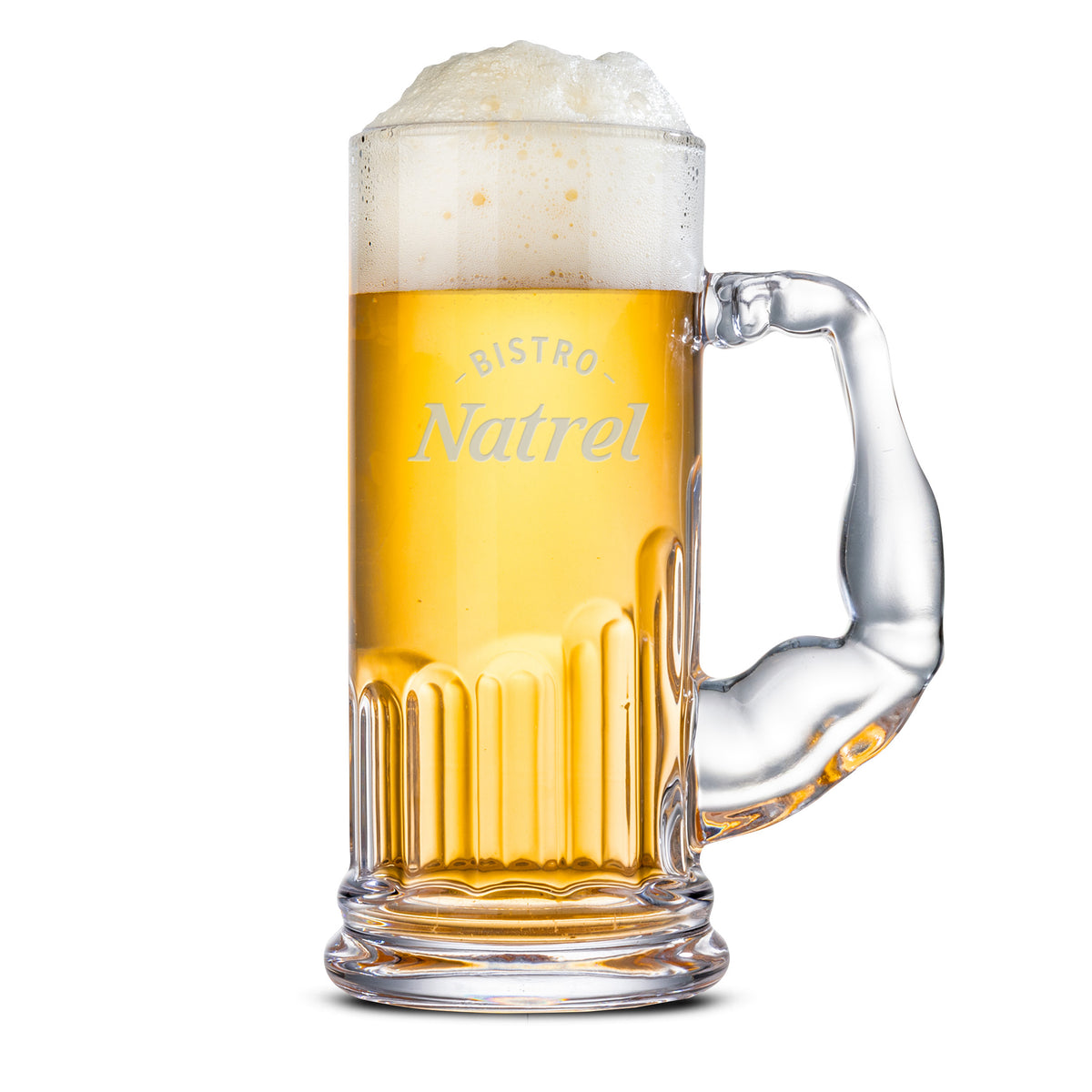 Custom Logo Muscle Man Beer Stein - Deep Etch