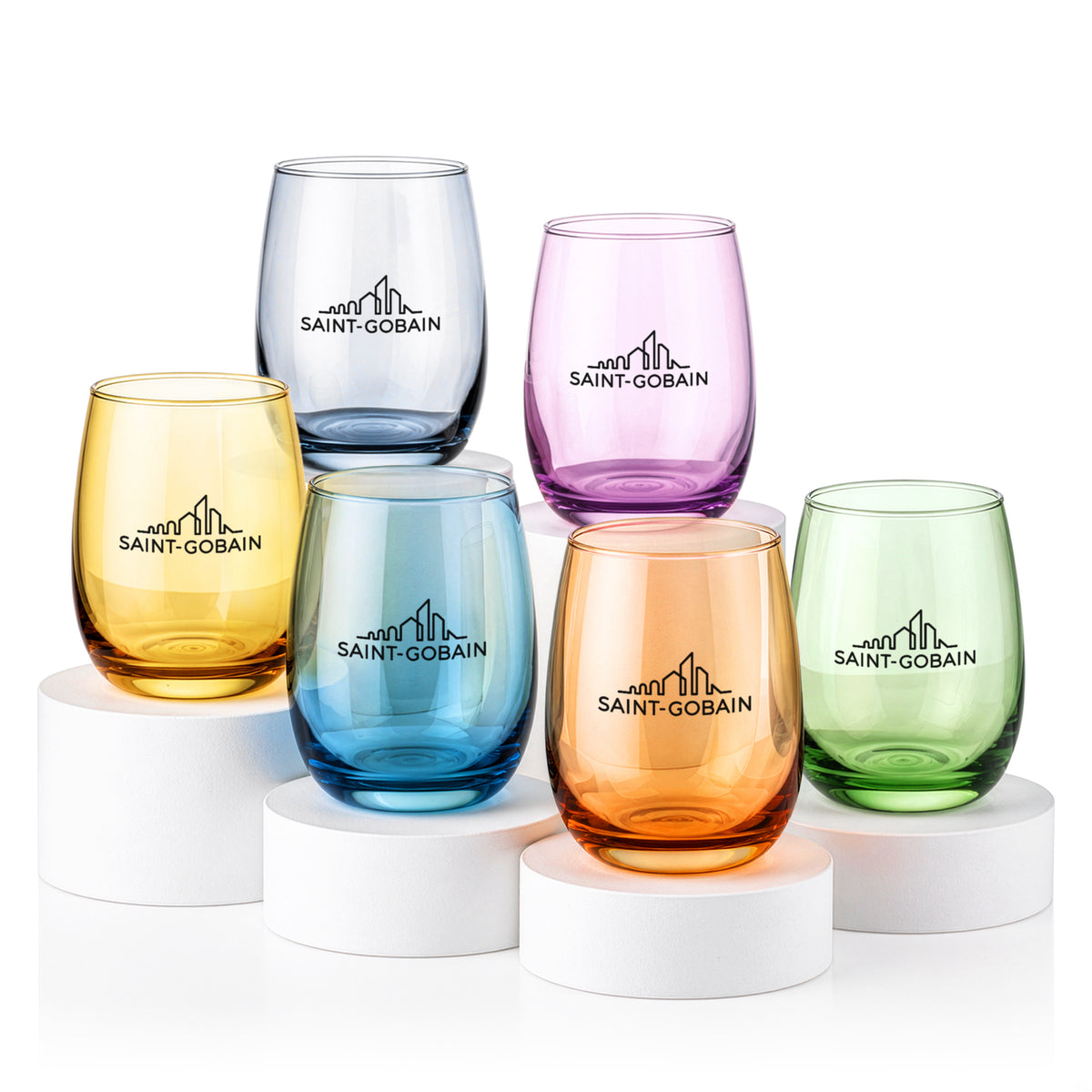 Custom Logo Sedona Stemless Wine Set of 6 - Imprinted