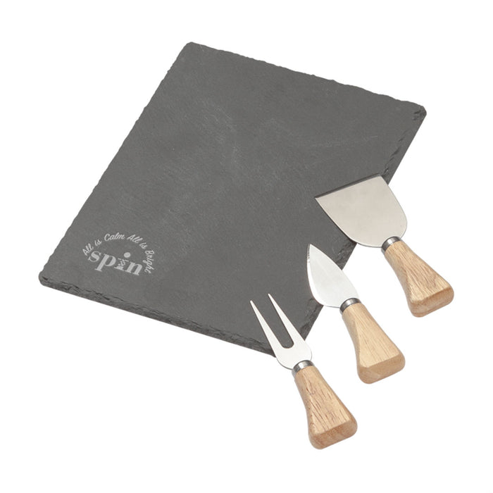 Custom Logo Maitre d' Slate Cheese Set - 4pc