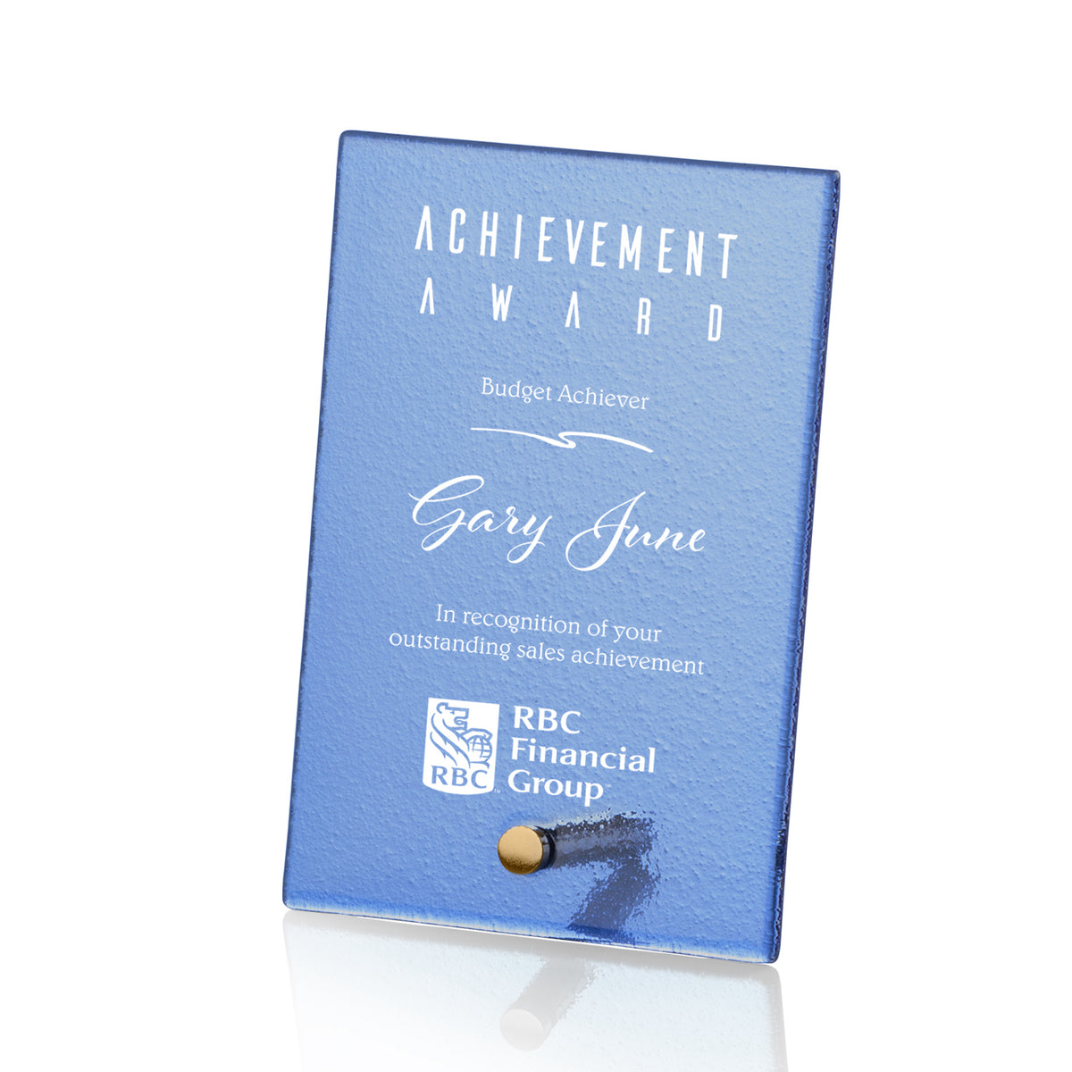 Custom Logo Atchison Blue Rectangle Award - Gold