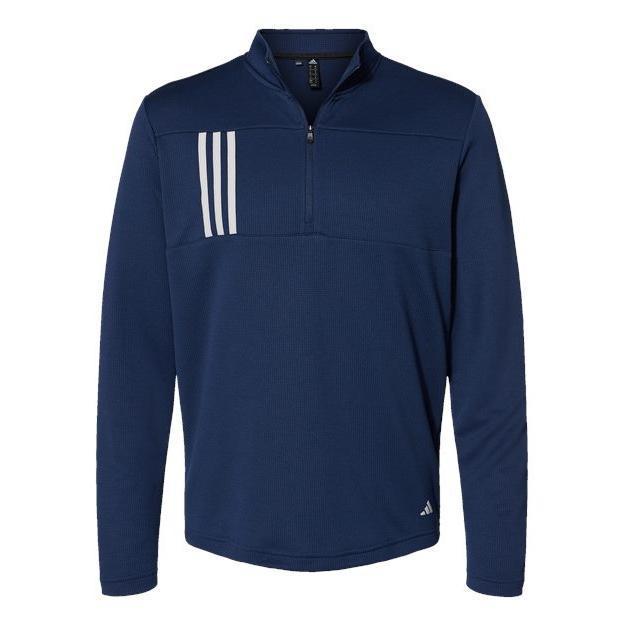 Adidas Men's 3-Stripes Double-Knit Quarter-Zip Pullover