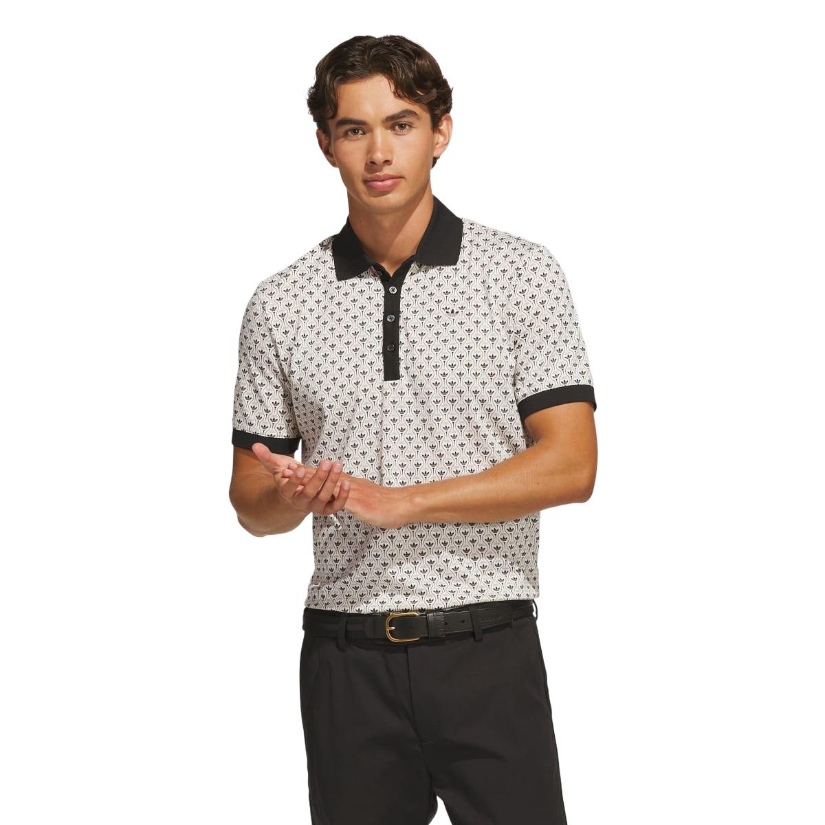 Adidas Originals All Over Trefoil Polo - Black / Chalk White