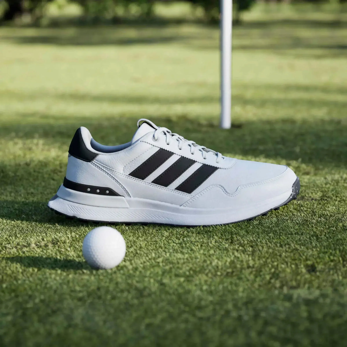 Adidas S2G Leather Men's Spikeless Golf Shoes - White/Black