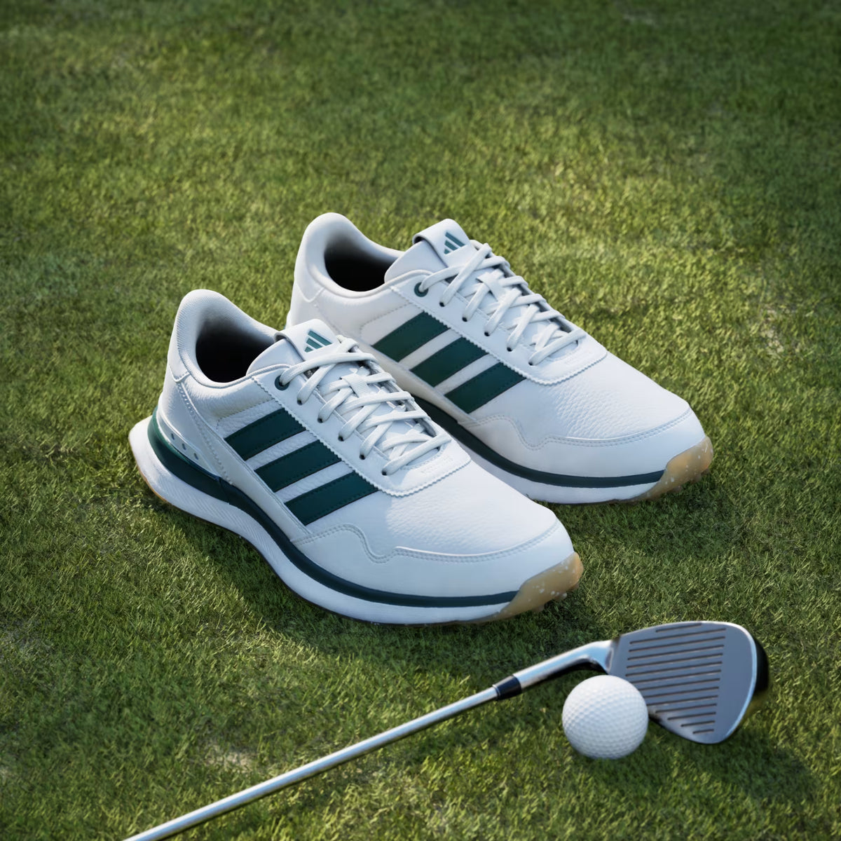 Adidas S2G Leather Men's Spikeless Golf Shoes - White/Green