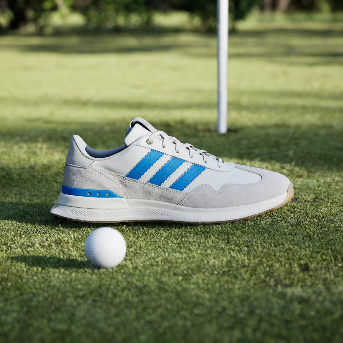 Adidas S2G Textile Men's Spikeless Golf Shoe - Off White/Lucid Ray Blue