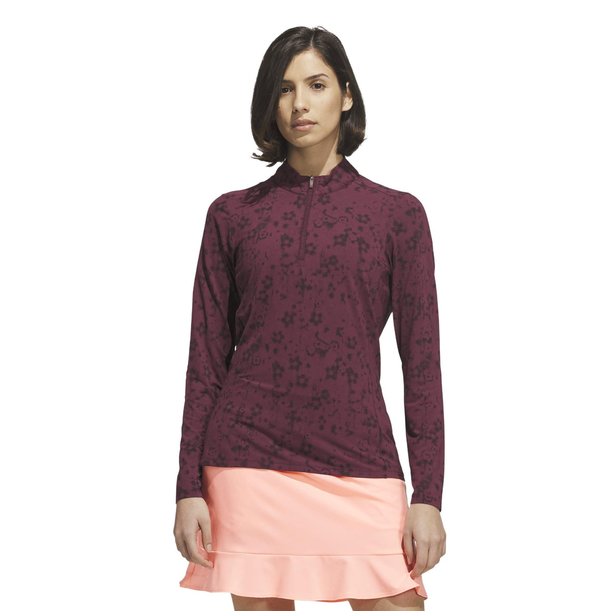 Adidas Ultimate365 Cool Feeling Printed Quarter-Zipper Mock Neck Top