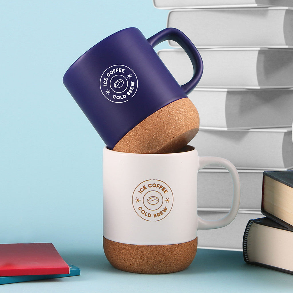 Custom Logo Evora Cork Ceramic Mug with Lid 325 ML