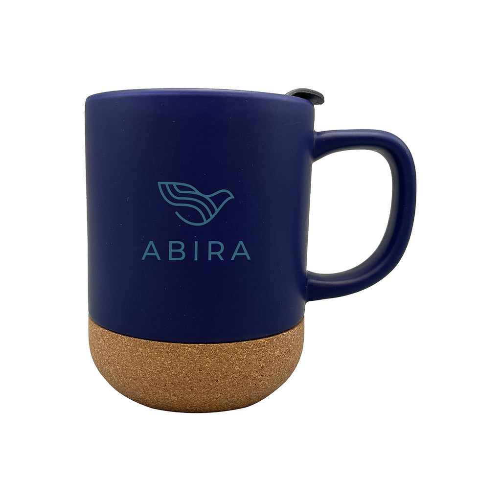 Custom Logo Evora Cork Ceramic Mug with Lid 325 ML