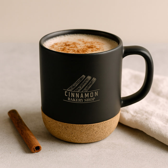 Custom Logo Evora Cork Ceramic Mug with Lid 325 ML