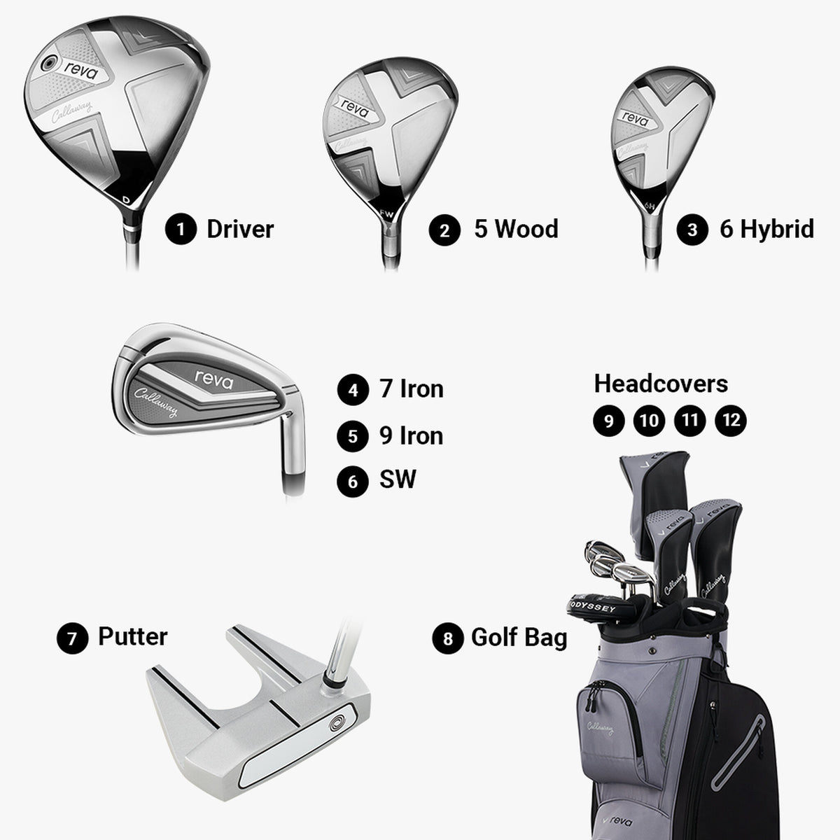 Callaway Women's REVA 8-Piece Cart Bag Complete Set - Pre-order Shipping June 1st