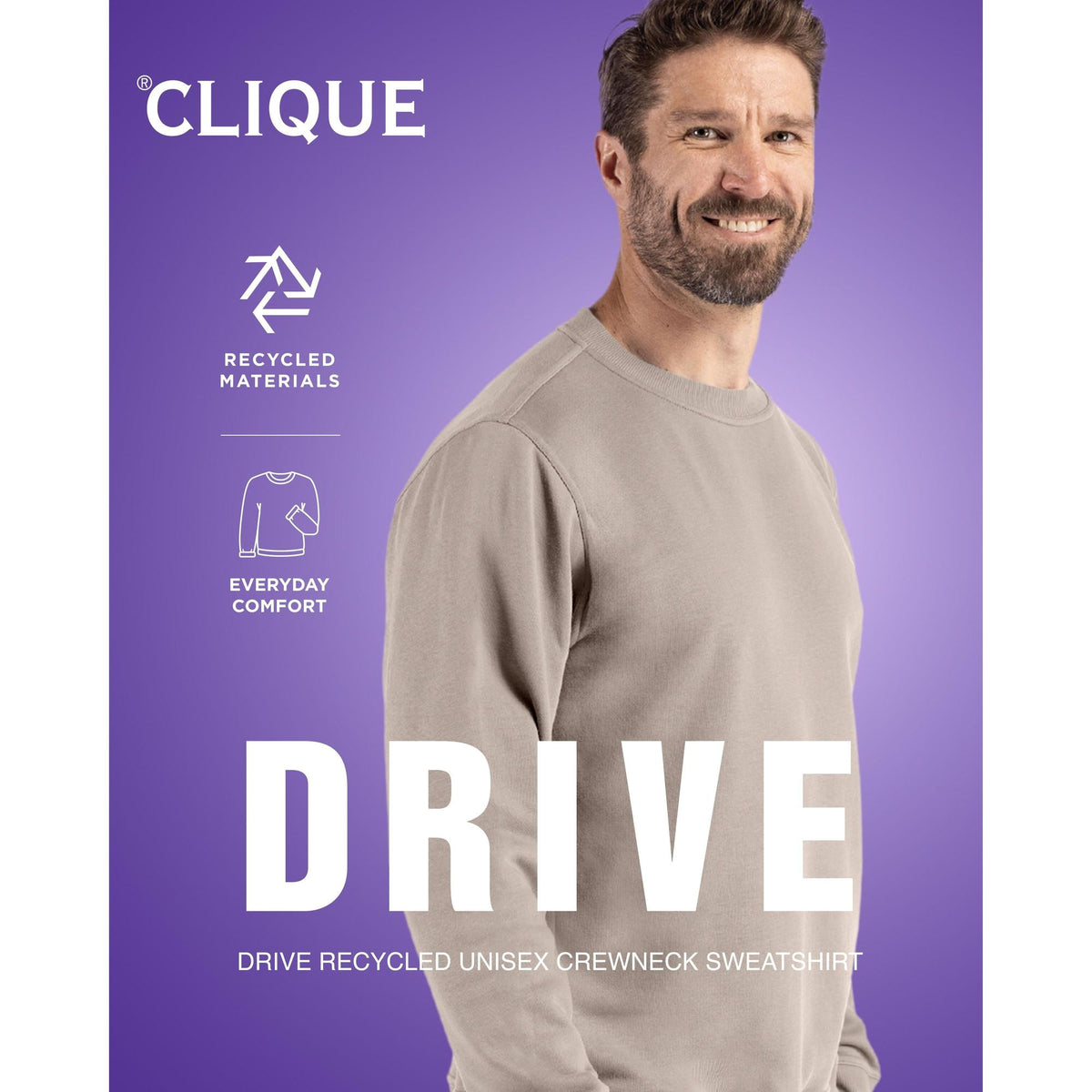 Clique Drive Recycled Unisex Crewneck Sweatshirt
