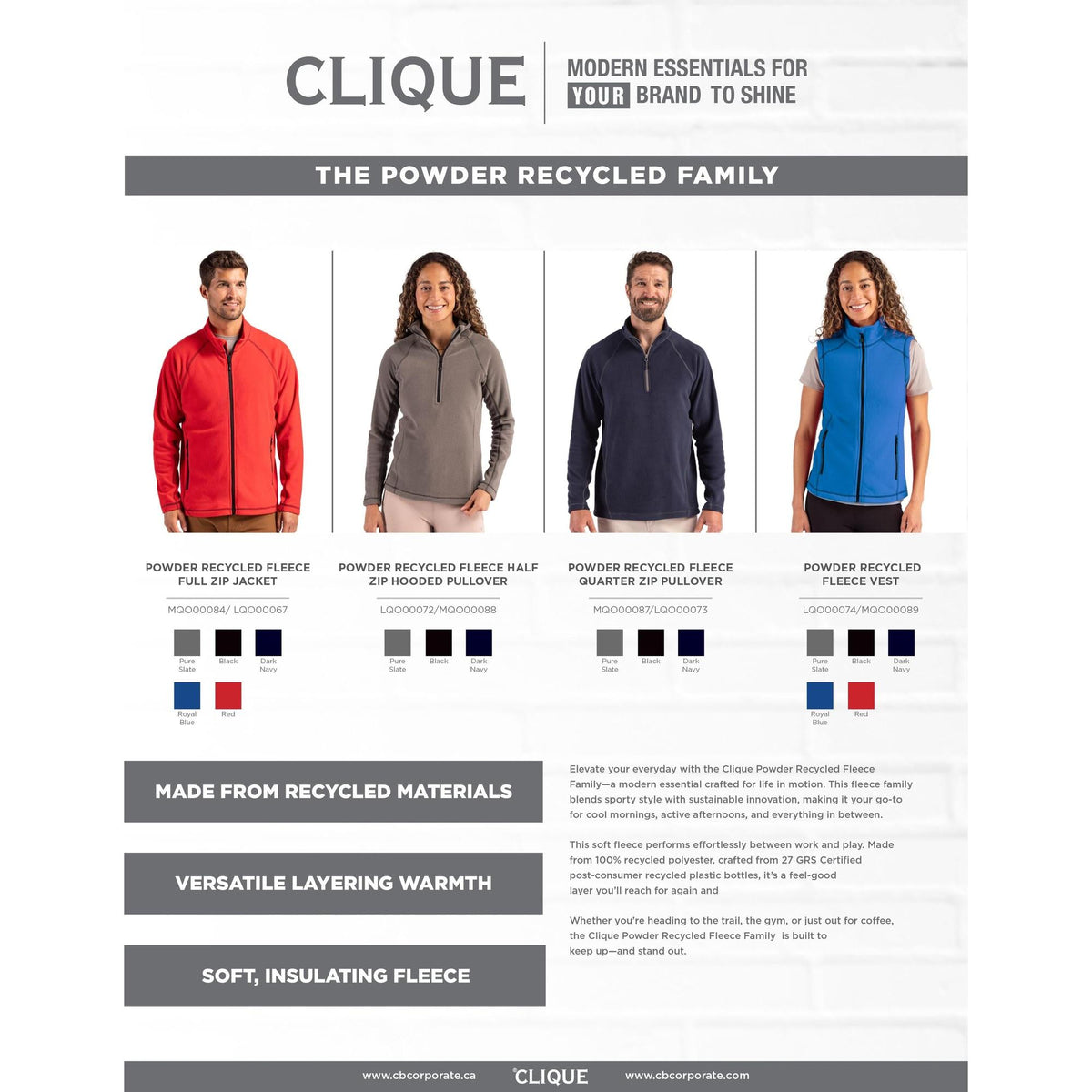 Clique Powder Recycled Fleece Womens Full Zip Vest