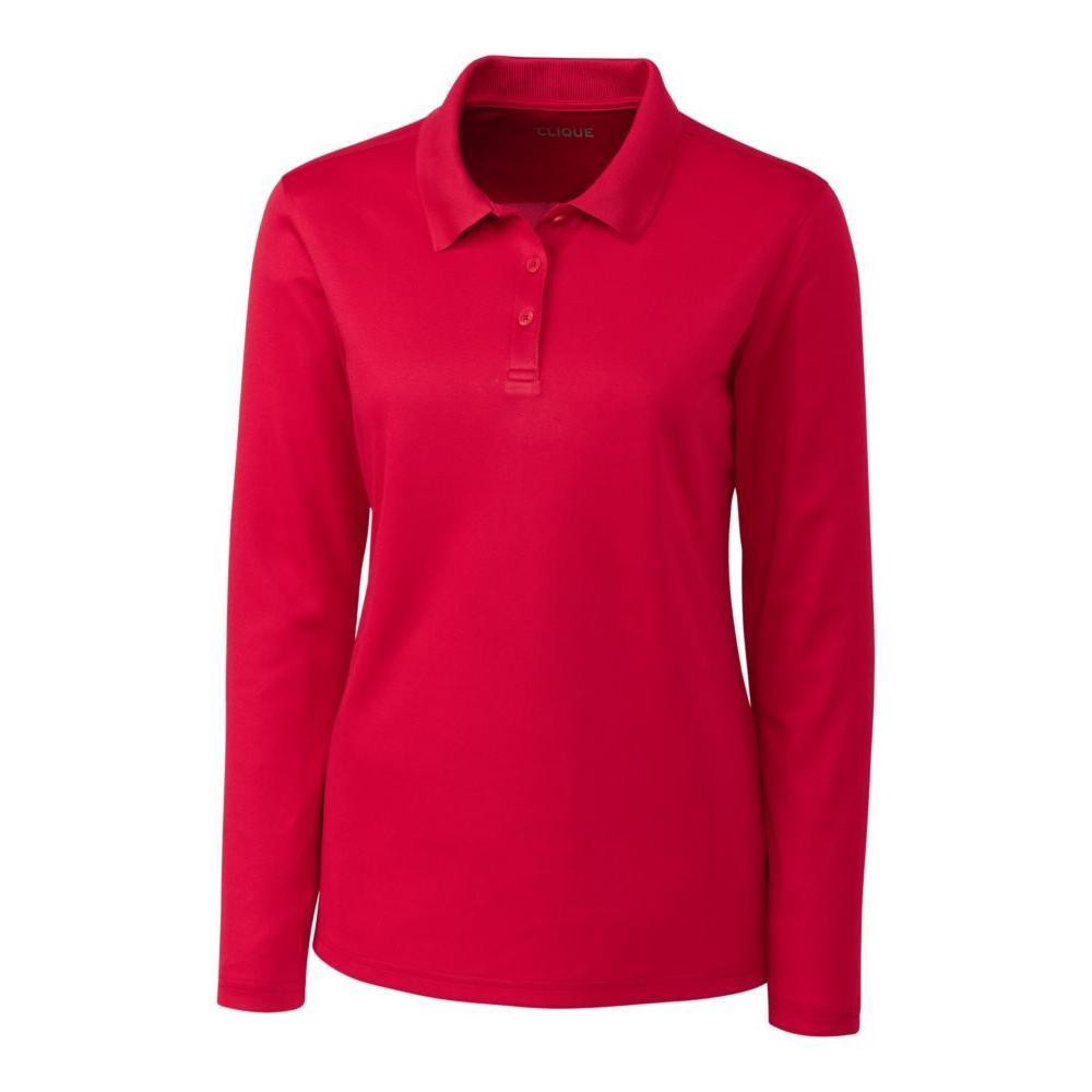 Clique Spin Solution-dyed Performance Pique Womens Long Sleeve Polo