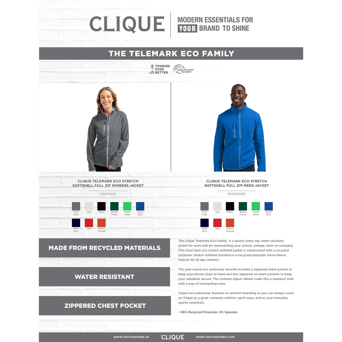Clique Telemark Recycled Stretch Softshell Womens Full Zip Jacket