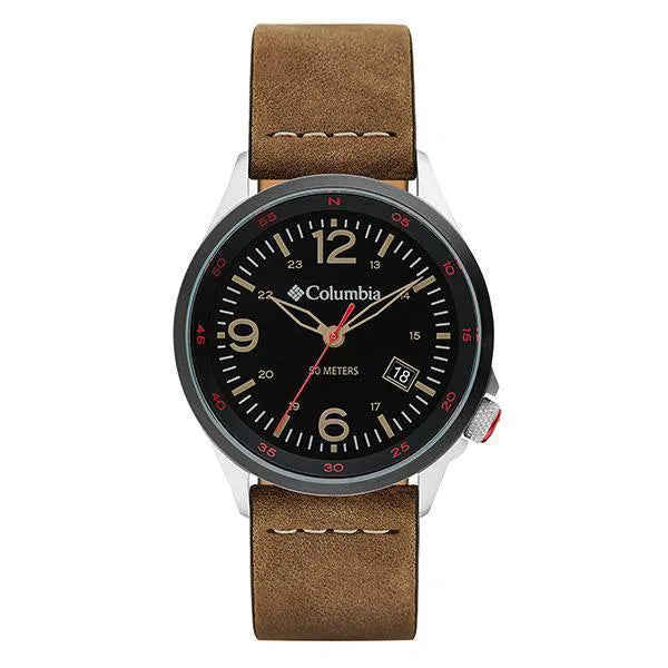 Columbia Watch - Canyon Ridge - Black 3-Hand Date Camel Leather, Columbia, Canada