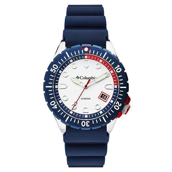 Columbia Watch - Pacific Outlander - White 3-Hand Date Navy Silicone, Columbia, Canada