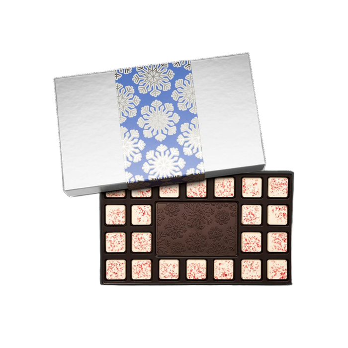 Corporate Gift 23-Piece Peppermint Bark Ensemble Gift Set – Luxury Holiday Packaging – Snowflake