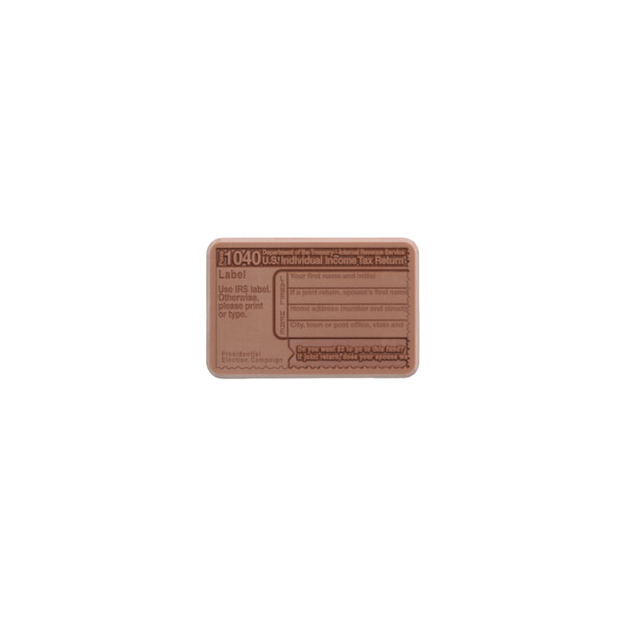 Corporate Gift 2″x3″ Milk Chocolate Shape – IRS 1040 – Case of 50