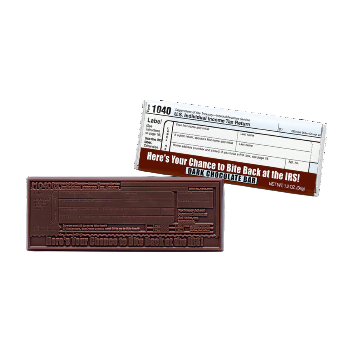 Corporate Gift 2″x5″ Dark Chocolate Wrapper Bar – IRS 1040 – Case of 50