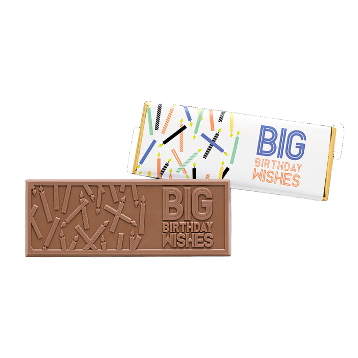Corporate Gift 2″x5″ Milk Chocolate Wrapper Bar – Birthday Wishes – Case of 50