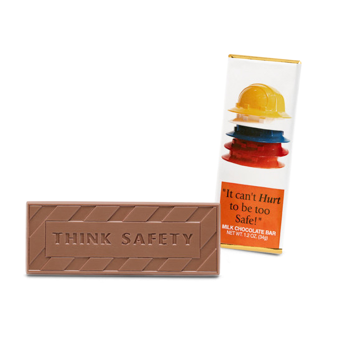 Corporate Gift 2″x5″ Milk Chocolate Wrapper Bar – It can’t hurt to be safe! – Case of 50