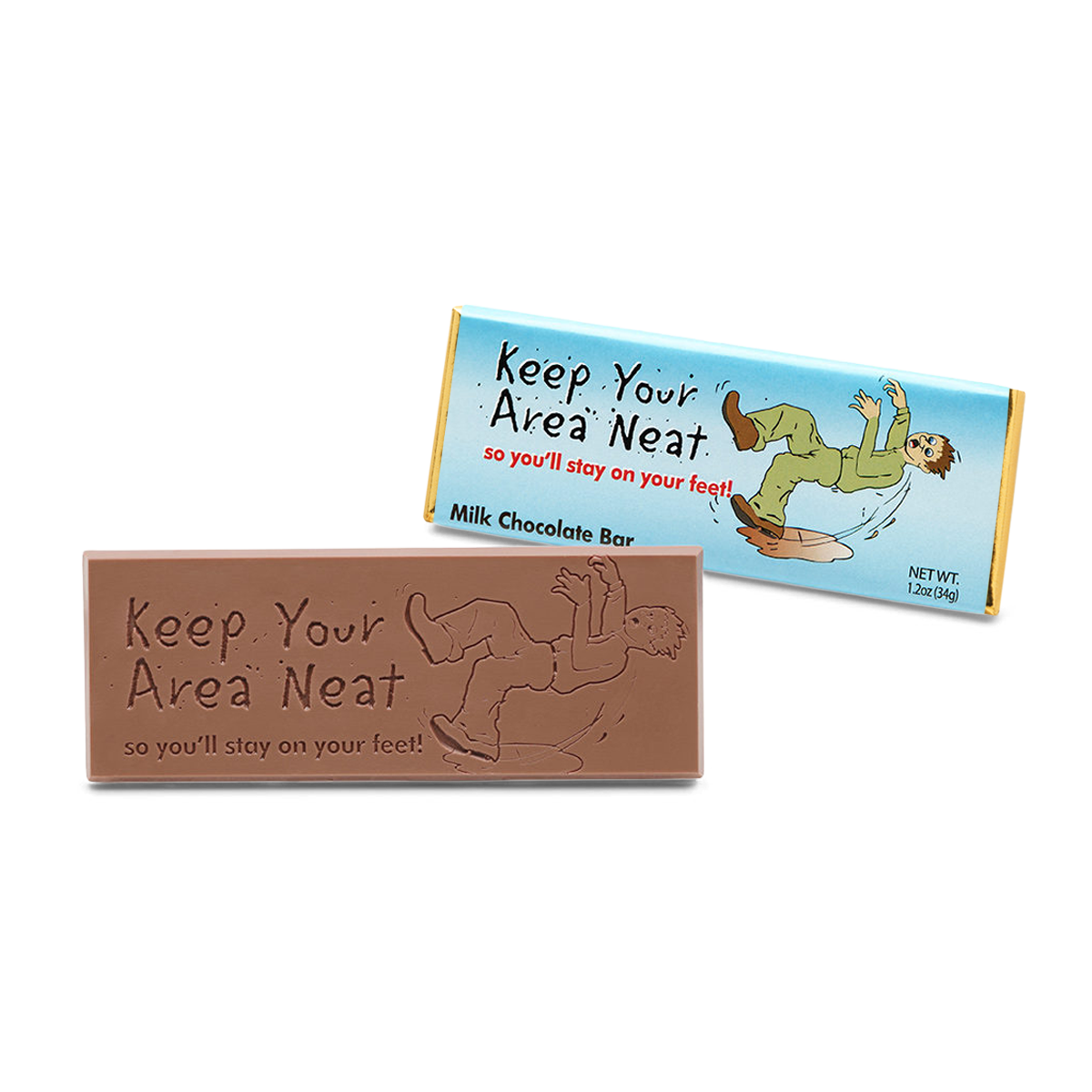 Corporate Gift 2″x5″ Milk Chocolate Wrapper Bar – Keep your area neat! – Case of 50