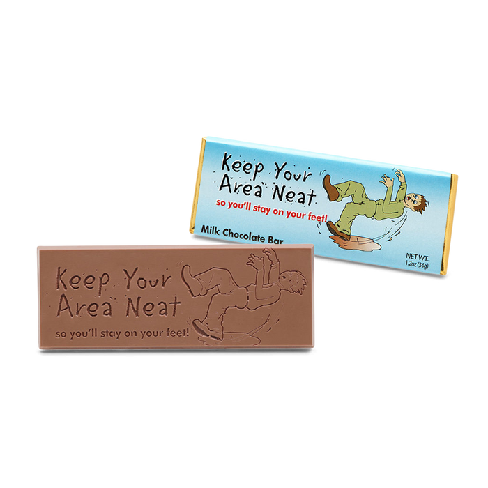 Corporate Gift 2″x5″ Milk Chocolate Wrapper Bar – Keep your area neat! – Case of 50