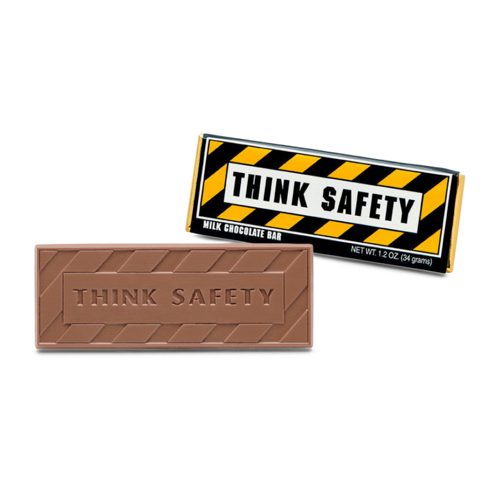 Corporate Gift 2″x5″ Milk Chocolate Wrapper Bar – Think Safety – Case of 50