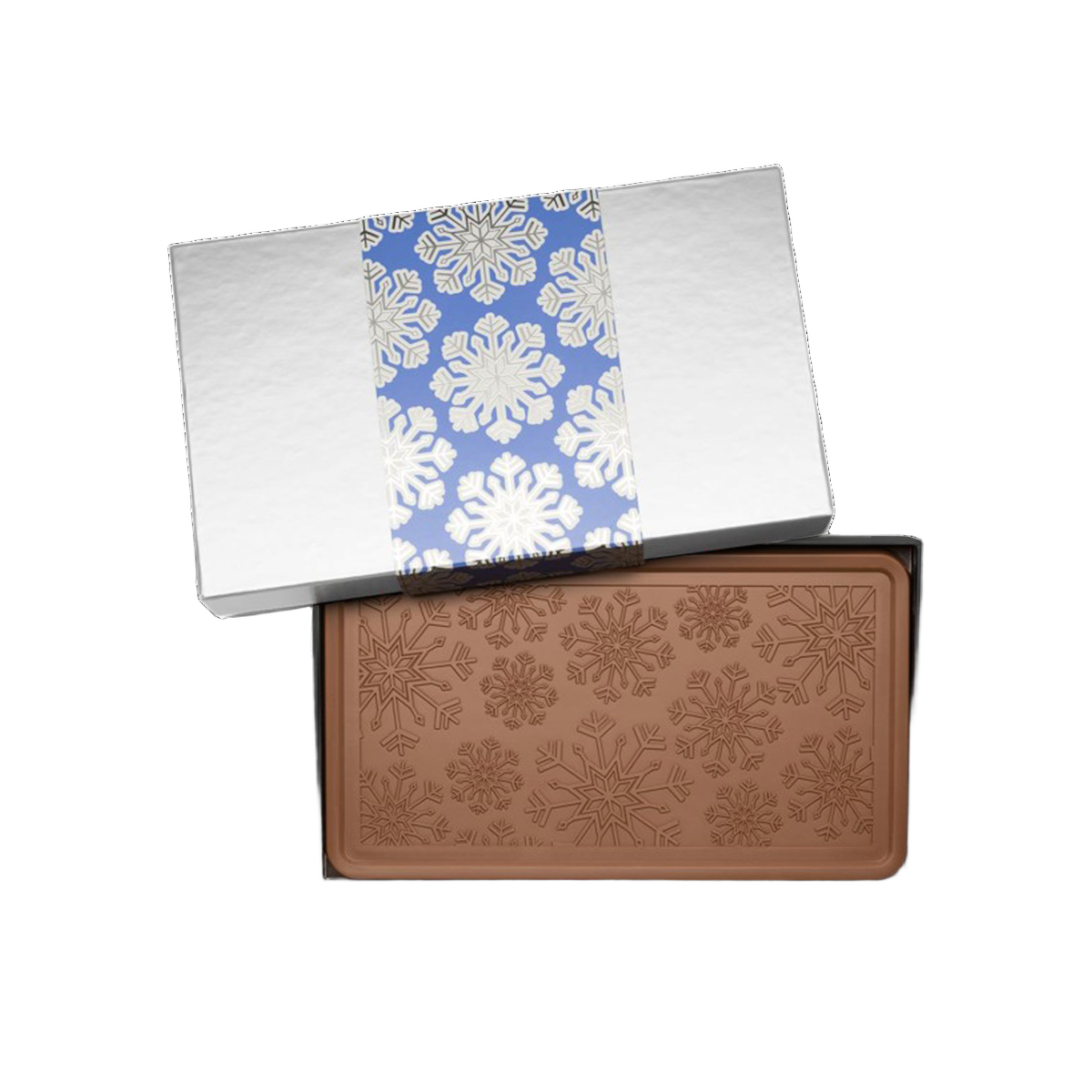 Corporate Gift Giant 2lb. Chocolate Bar – Luxury Holiday Packaging – Snowflake