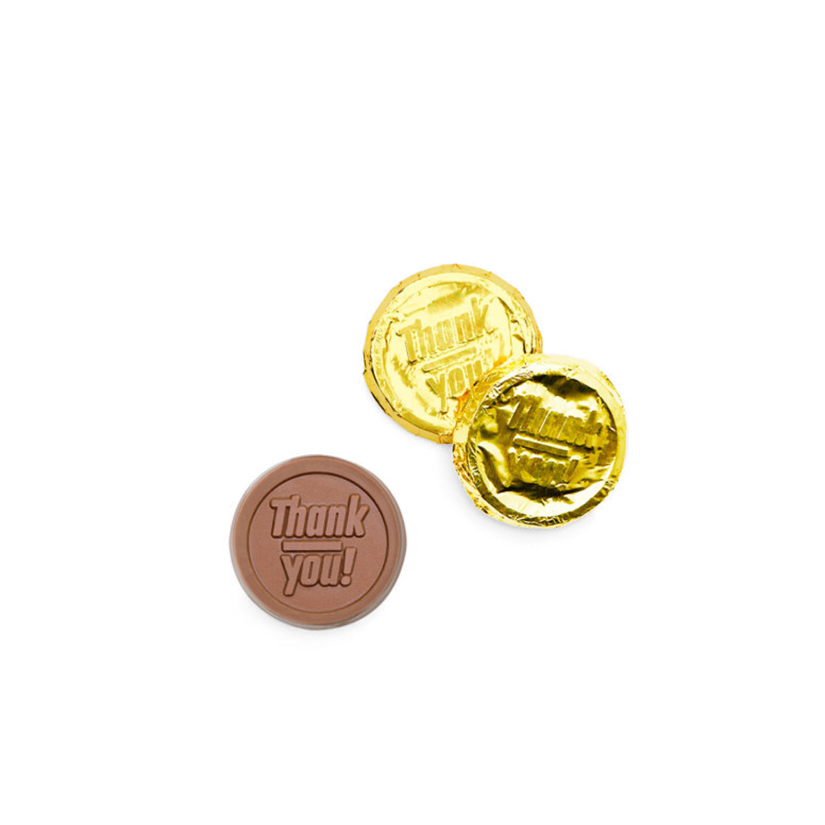 Corporate Gift Premium Gold Foil Milk Chocolate Coin – Thank You – Case of 250