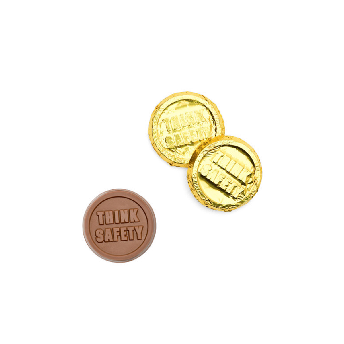 Corporate Gift Premium Gold Foil Milk Chocolate Coin – Think Safety – Case of 250