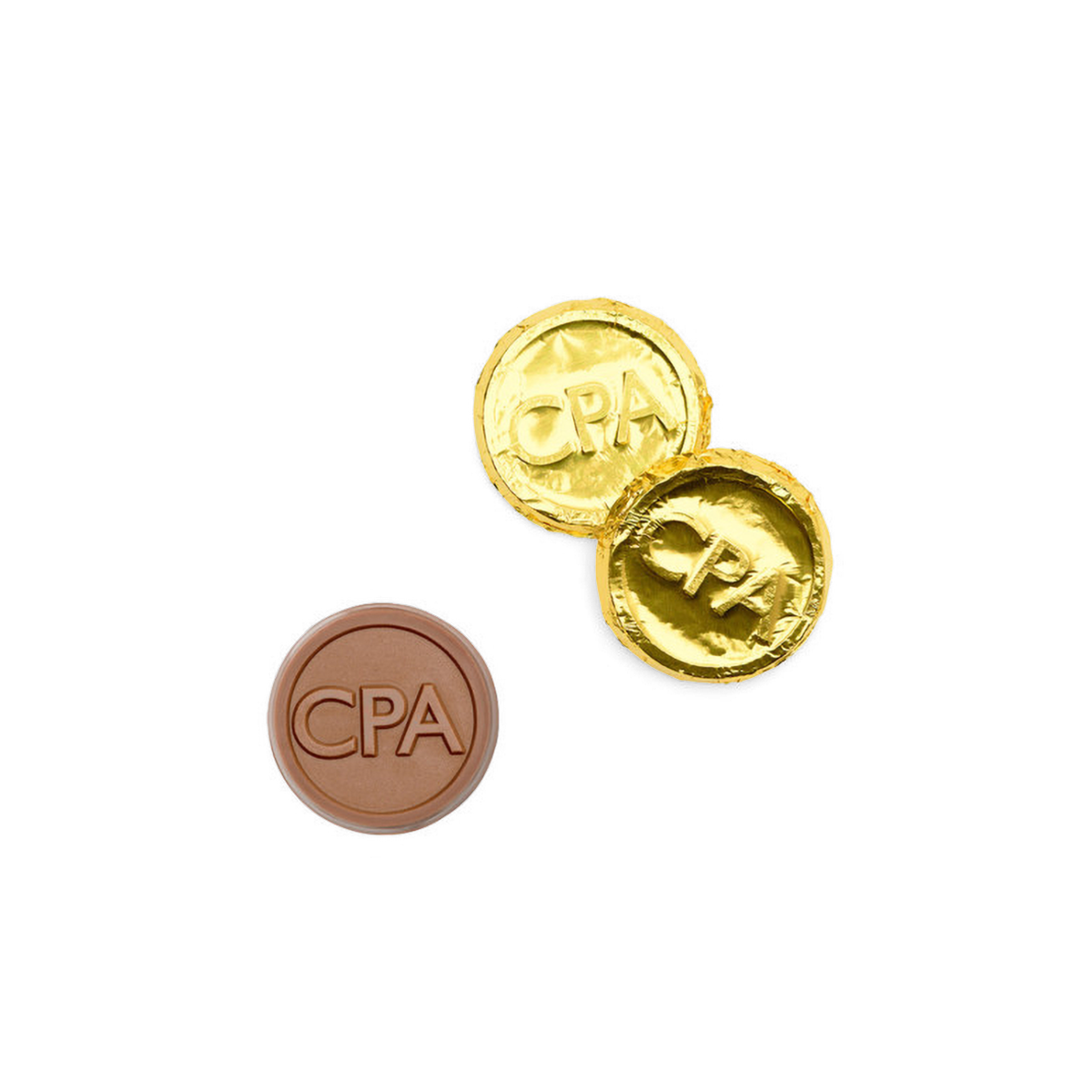 Corporate Gift Premium Gold Foil-wrapped Milk Chocolate Coin – CPA – Case of 250