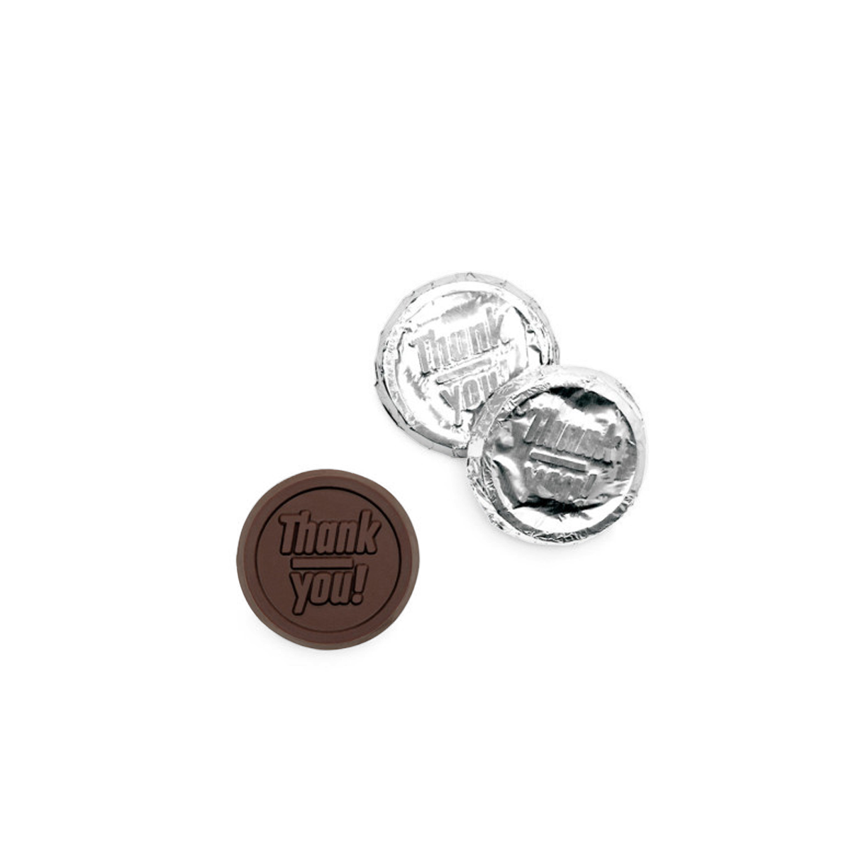 Corporate Gift Premium Silver Foil Dark Chocolate Coin – Thank You – Case of 250