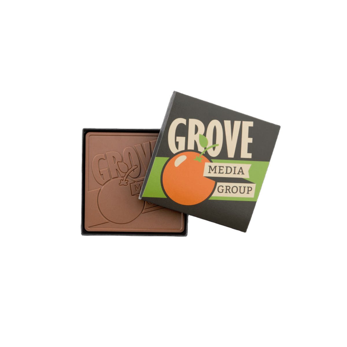 Custom Logo 2oz. Engraved Chocolate Bar – 4″x4″ Gift Box